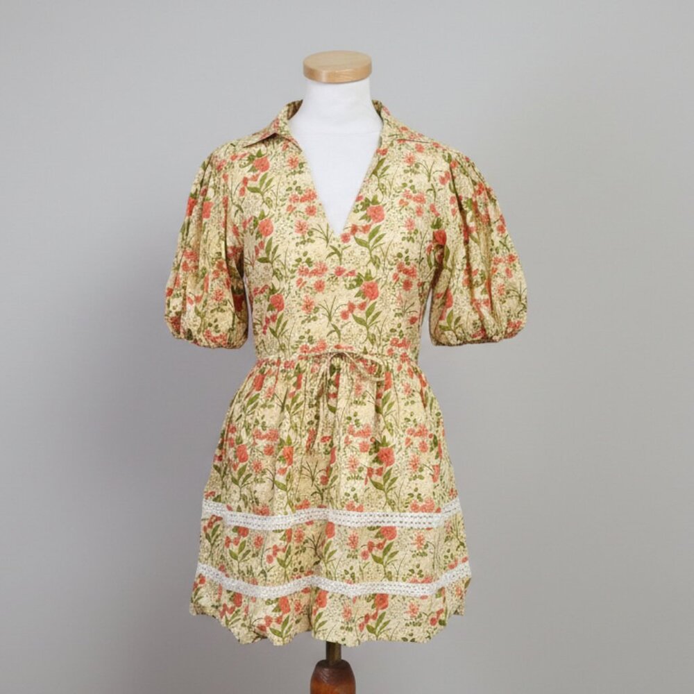 Olivia James sage, coral, and tan Daphne dress, Size S